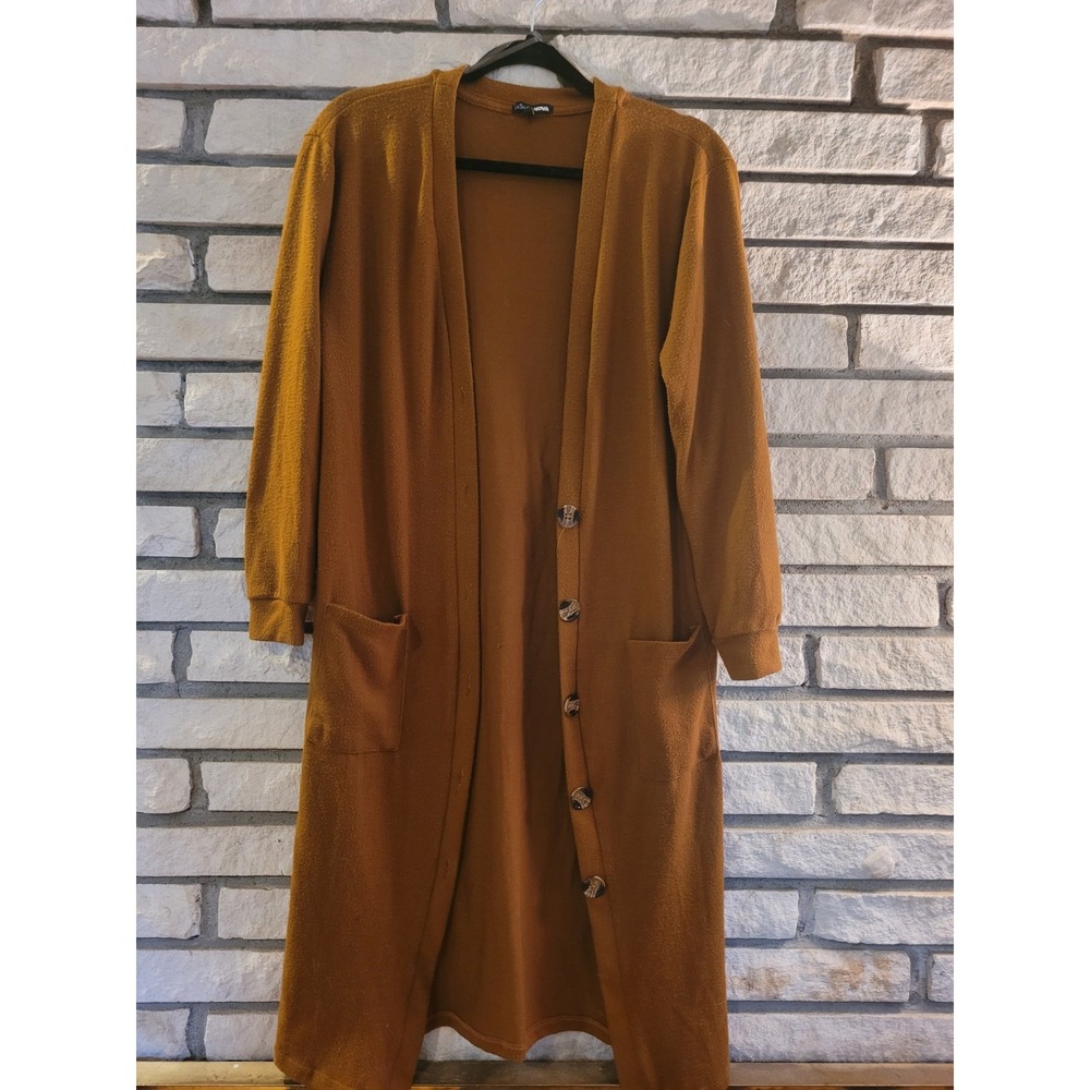 Fashion Nova (length - long) Rust Orange Button-up Sweater Women's Size S (US)